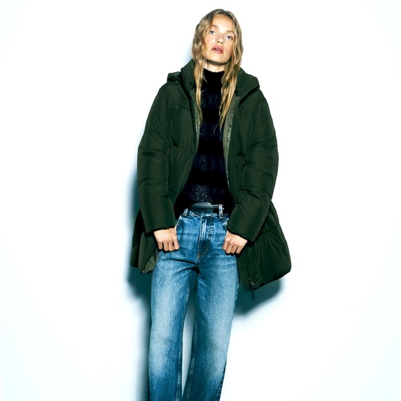 Zara NWT Water and Wind Protection Khaki Longline Hooded Anorak - Picture 3 of 17